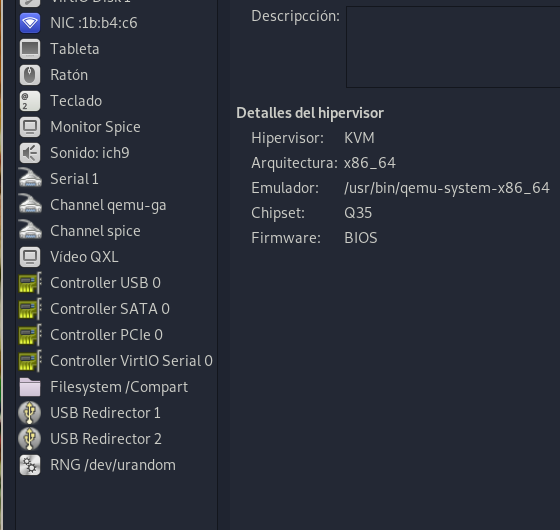 Usando QEMU/KVM con LibVirt (5/6) Hardware y dispositivos